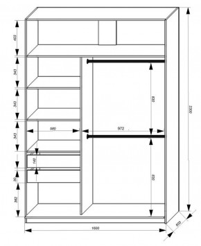 Шкаф-купе 1600 серии SOFT D8+D2+B2+PL4 (2 ящика+F обр.штанга) профиль «Графит» в Ижевске - izhevsk.ok-mebel.com | фото 2