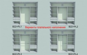 Шкаф-купе 1950 серии SILVER S3+S1+S3Z B22+PL2 (по 2 ящика лев/прав+1штанга+1 полка) профиль «Серебро» в Ижевске - izhevsk.ok-mebel.com | фото 6