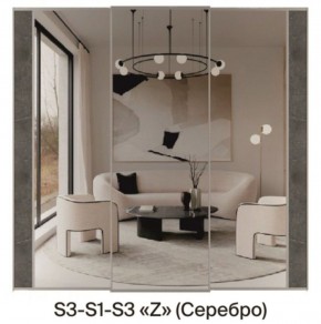 Шкаф-купе 1950 серии SILVER S3+S1+S3Z B22+PL2 (по 2 ящика лев/прав+1штанга+1 полка) профиль «Серебро» в Ижевске - izhevsk.ok-mebel.com | фото 8