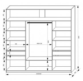 Шкаф-купе 2400 серии SOFT D2+D7+D3+B22+PL2 (по 2 ящика лев/прав+1штанга+1полка) профиль «Графит» в Ижевске - izhevsk.ok-mebel.com | фото 3