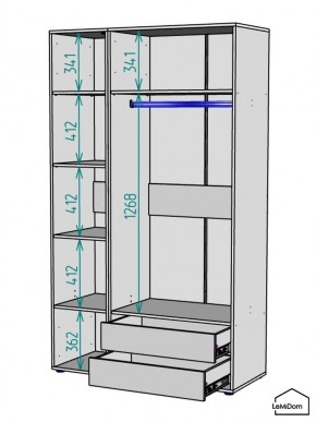 Шкаф Linnea MHR-3-2 2050х1200х510 (Графит-М 11.1.25) в Ижевске - izhevsk.ok-mebel.com | фото 3