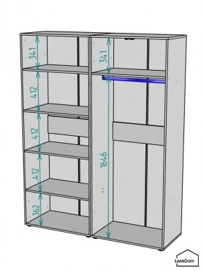 Шкаф Linnea MHR-4-1 2050х1600х510 (Графит-М 11.1.25) в Ижевске - izhevsk.ok-mebel.com | фото 3