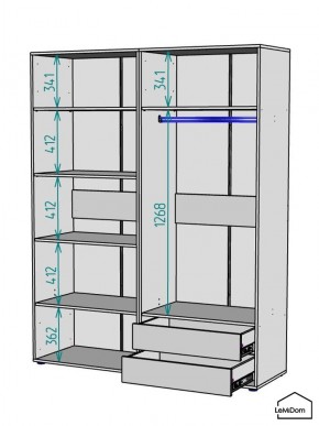 Шкаф Linnea MHR-4-2 2050х1600х510 (Графит-М 11.1.25) в Ижевске - izhevsk.ok-mebel.com | фото 3