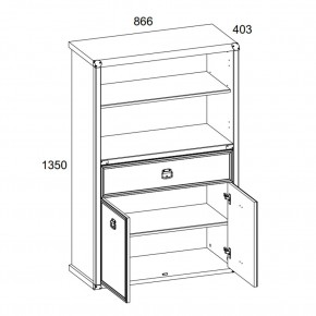 Шкаф открытый 2D1S, MAGELLAN, цвет Сосна винтаж в Ижевске - izhevsk.ok-mebel.com | фото 3