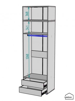 Шкаф с антресолью Linnea MHR-2A-3 2450х800х510 (Графит-М 11.1.25) в Ижевске - izhevsk.ok-mebel.com | фото 3