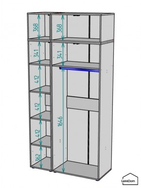 Шкаф с антресолью Linnea MHR-3A-1 2450х1200х510 (Графит-М 11.1.25) в Ижевске - izhevsk.ok-mebel.com | фото 3