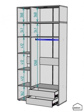 Шкаф с антресолью Linnea MHR-3A-2 2450х1200х510 (Графит-М 11.1.25) в Ижевске - izhevsk.ok-mebel.com | фото 3