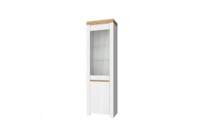Шкаф с витриной  1V1D, TAURUS, цвет белый/дуб вотан в Ижевске - izhevsk.ok-mebel.com | фото 1