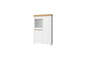 Шкаф с витриной 1V2D, TAURUS, цвет белый/дуб вотан в Ижевске - izhevsk.ok-mebel.com | фото 1