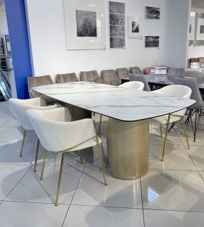 Стол BRONTE 220 KL-188 Контрастный мрамор матовый, итальянская керамика/ Шампань, ®DISAUR в Ижевске - izhevsk.ok-mebel.com | фото 3
