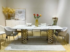Стол CHIAVARI 220 KL-188 Контрастный мрамор матовый, итальянская керамика / Шампань, ®DISAUR в Ижевске - izhevsk.ok-mebel.com | фото 2