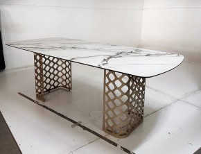 Стол CHIAVARI 220 KL-188 Контрастный мрамор матовый, итальянская керамика / Шампань, ®DISAUR в Ижевске - izhevsk.ok-mebel.com | фото 6