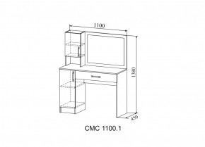 СОФИ Стол макияжный СМС 1100.1 с зеркалом (дуб сонома/белый) в Ижевске - izhevsk.ok-mebel.com | фото 2