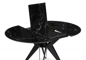 Стол стеклянный Рикла 110(150)х110х76 черный мрамор / черный в Ижевске - izhevsk.ok-mebel.com | фото 4