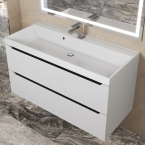 Тумба под раковину Uperwood Tanos 100 см, подвесная, белая/графит в Ижевске - izhevsk.ok-mebel.com | фото 10