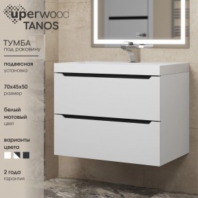 Тумба под раковину Uperwood Tanos 70 см, подвесная, белая/графит в Ижевске - izhevsk.ok-mebel.com | фото 3