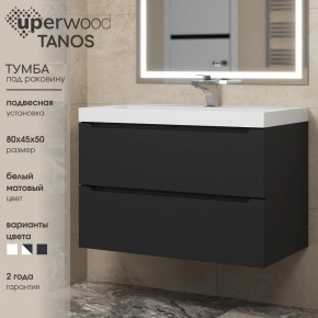 Тумба под раковину Uperwood Tanos 80 см, подвесная, черная матовая в Ижевске - izhevsk.ok-mebel.com | фото 3