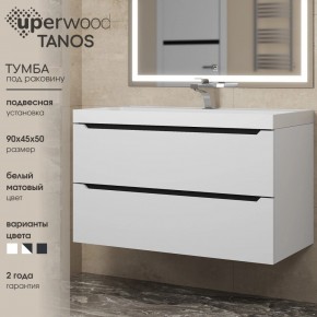 Тумба под раковину Uperwood Tanos 90 см, подвесная, белая/графит в Ижевске - izhevsk.ok-mebel.com | фото 3