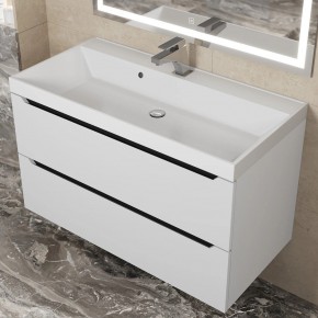 Тумба под раковину Uperwood Tanos 90 см, подвесная, белая/графит в Ижевске - izhevsk.ok-mebel.com | фото 9