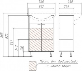 Тумба под умывальник Уют 55 Классик без ящика АЙСБЕРГ (DA1018T) в Ижевске - izhevsk.ok-mebel.com | фото 3